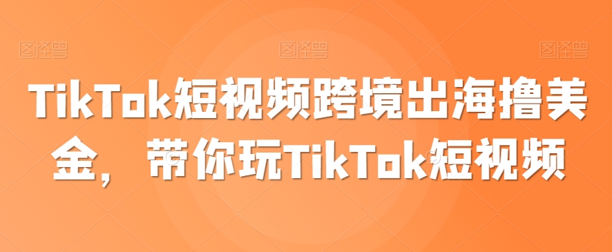 TikTok短视频跨境出海撸美金，带你玩TikTok短视频-21资源库