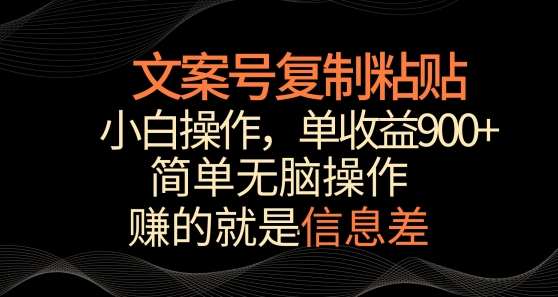 文案号掘金，简单复制粘贴，小白操作，单作品收益900+【揭秘】-21资源库