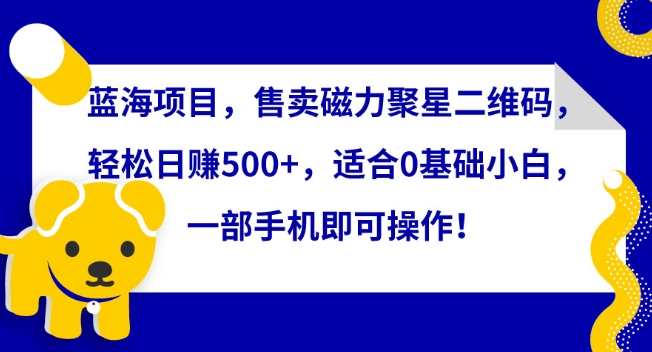 蓝海项目，售卖磁力聚星二维码，轻松日赚500+，适合0基础小白，一部手机即可操作【揭秘】-21资源库