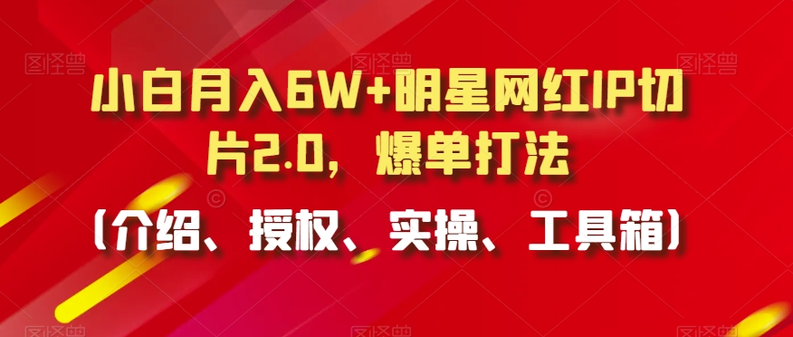 小白月入6W+明星网红IP切片2.0，爆单打法（介绍、授权、实操、工具箱）【揭秘】-21资源库