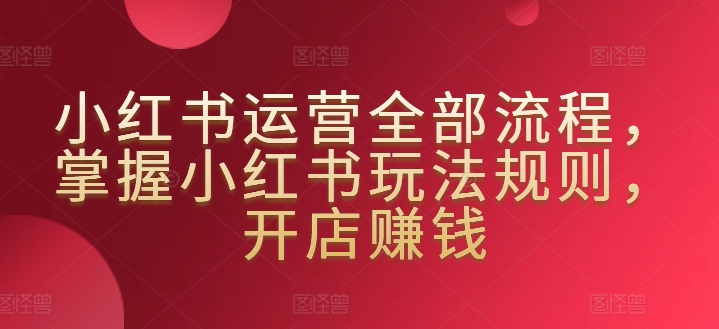 小红书运营全部流程，掌握小红书玩法规则，开店赚钱-21资源库