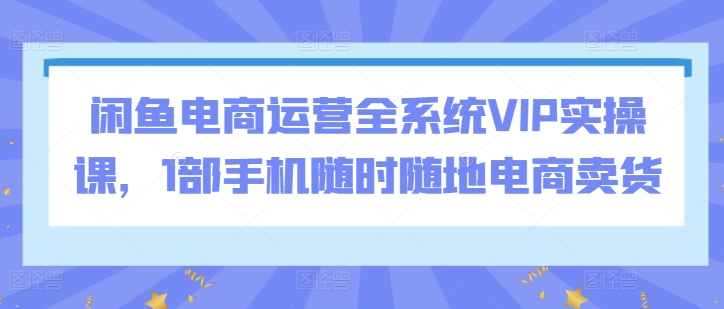 闲鱼电商运营全系统VIP实操课，1部手机随时随地电商卖货-21资源库