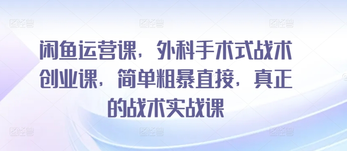 闲鱼运营课，外科手术式战术创业课，简单粗暴直接，真正的战术实战课-21资源库