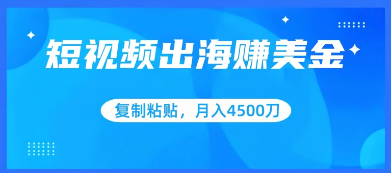短视频出海赚美金，复制粘贴批量操作，小白轻松掌握，月入4500美刀【揭秘】-21资源库