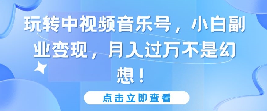 玩转中视频音乐号，小白副业变现，月入过万不是幻想【揭秘】-21资源库