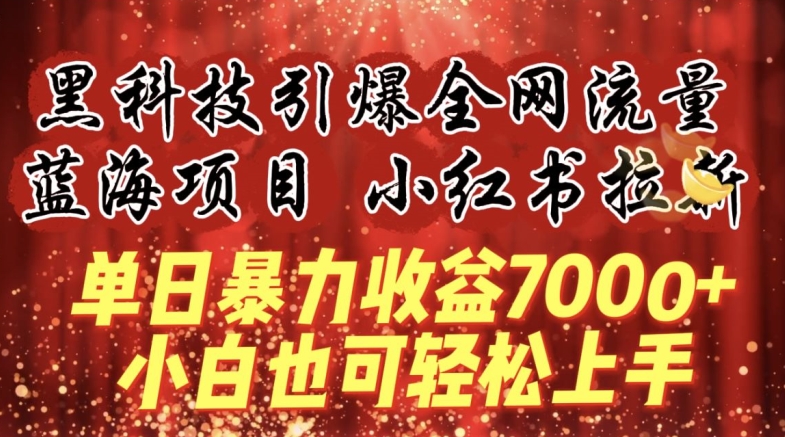 蓝海项目!黑科技引爆全网流量小红书拉新，单日暴力收益7000+，小白也能轻松上手【揭秘】-21资源库