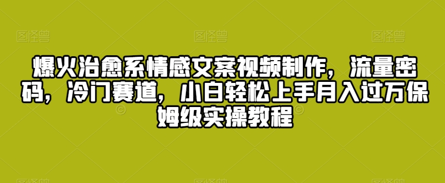 爆火治愈系情感文案视频制作，流量密码，冷门赛道，小白轻松上手月入过万保姆级实操教程【揭秘】-21资源库