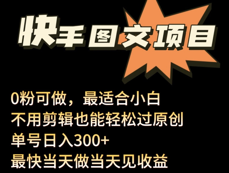 24年最新快手图文带货项目，零粉可做，不用剪辑轻松过原创单号轻松日入300+【揭秘】-21资源库