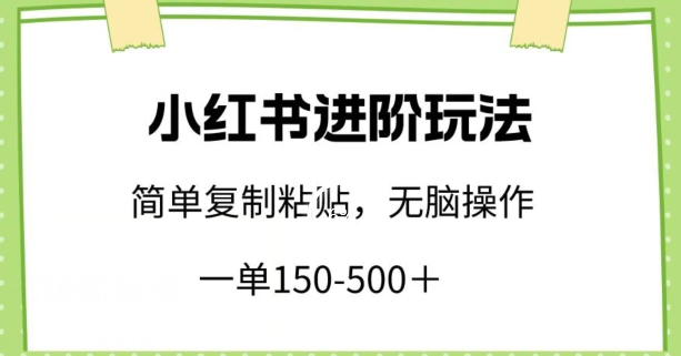 小红书进阶玩法，一单150-500+，简单复制粘贴，小白也能轻松上手【揭秘】-21资源库