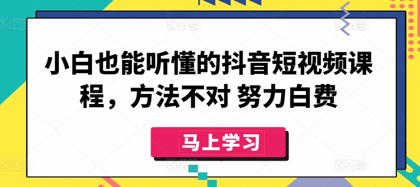 小白也能听懂的抖音短视频课程，方法不对 努力白费-21资源库