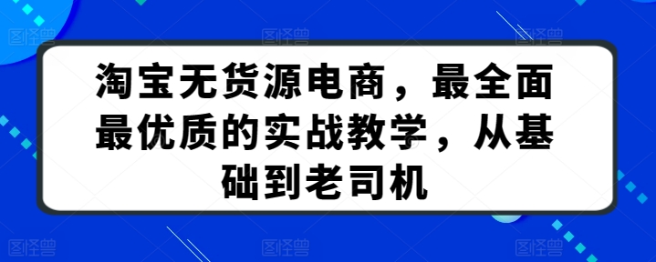 淘宝无货源电商，最全面最优质的实战教学，从基础到老司机-21资源库