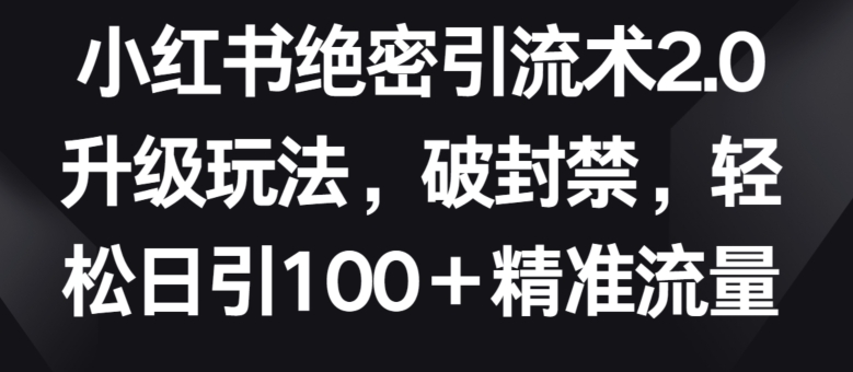 小红书绝密引流术2.0升级玩法，破封禁，轻松日引100+精准流量【揭秘】-21资源库