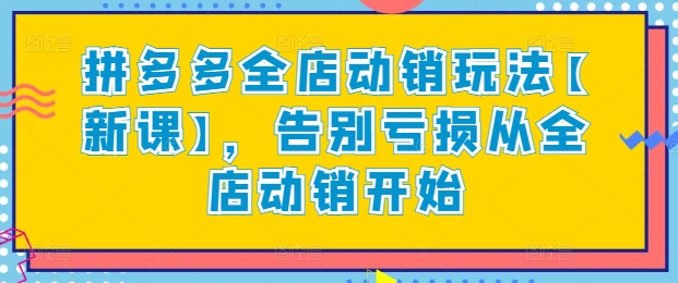 拼多多全店动销玩法【新课】，告别亏损从全店动销开始-21资源库