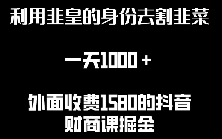 利用非皇的身份去割韭菜，一天1000+(附详细资源)【揭秘】-21资源库