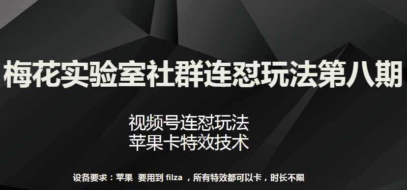 梅花实验室社群连怼玩法第八期，视频号连怼玩法 苹果卡特效技术【揭秘】-21资源库