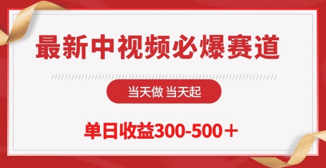 最新中视频必爆赛道，当天做当天起，单日收益300-500+【揭秘】-21资源库