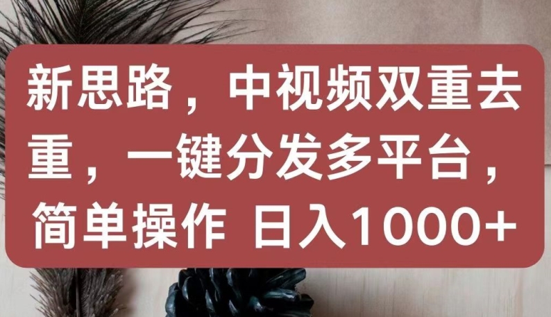 新思路，中视频双重去重，一键分发多平台，简单操作，日入1000+【揭秘】-21资源库