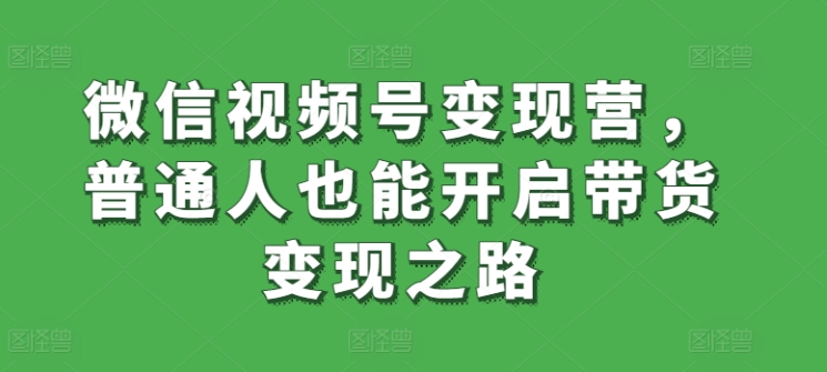 微信视频号变现营，普通人也能开启带货变现之路-21资源库