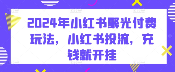 2024年小红书聚光付费玩法，小红书投流，充钱就开挂-21资源库