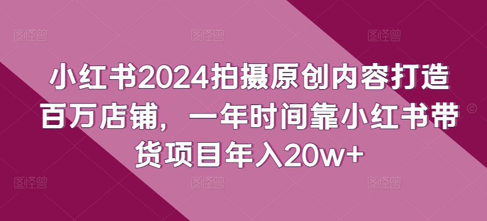小红书2024拍摄原创内容打造百万店铺，一年时间靠小红书带货项目年入20w+-21资源库