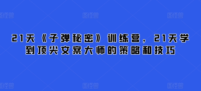 21天《子弹秘密》训练营，21天学到顶尖文案大师的策略和技巧-21资源库