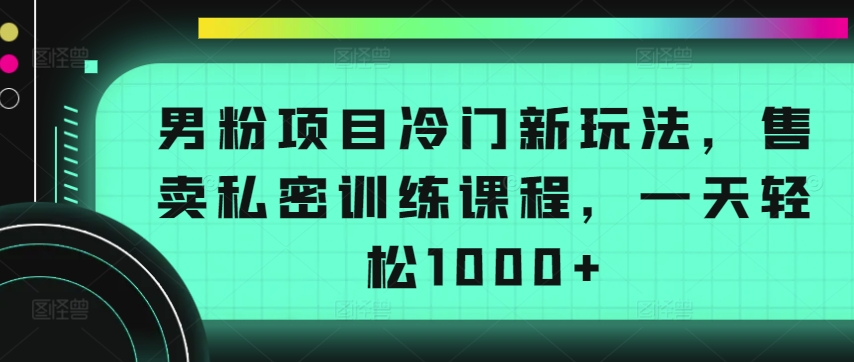 男粉项目冷门新玩法，售卖私密训练课程，一天轻松1000+【揭秘】-21资源库