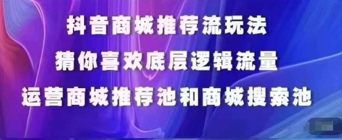 抖音商城运营课程，猜你喜欢入池商城搜索商城推荐人群标签覆盖-21资源库