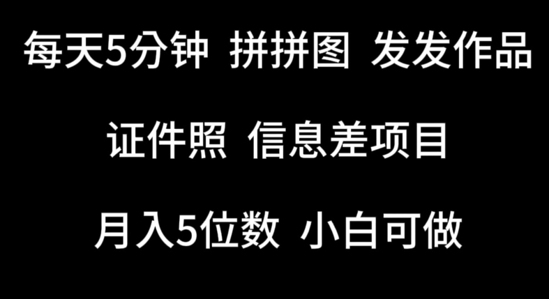 每天5分钟，拼拼图发发作品，证件照信息差项目，小白可做【揭秘】-21资源库