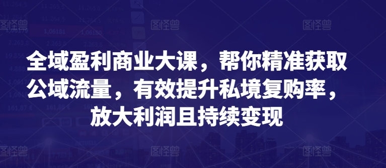 全域盈利商业大课，帮你精准获取公域流量，有效提升私境复购率，放大利润且持续变现-21资源库