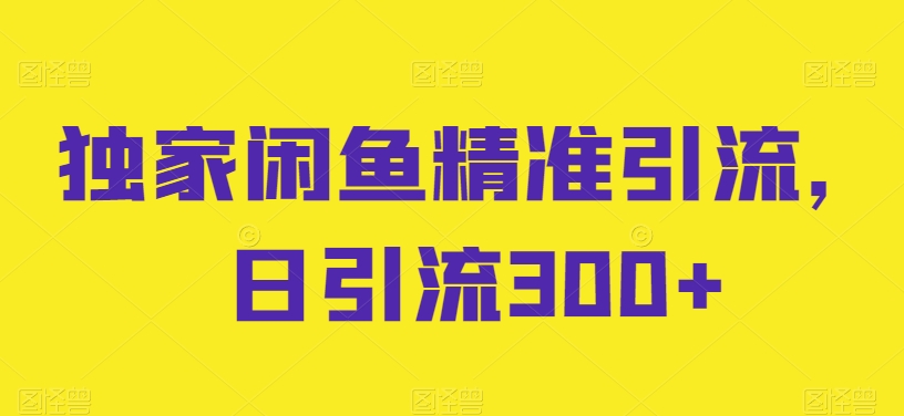 独家闲鱼精准引流，日引流300+【揭秘】-21资源库