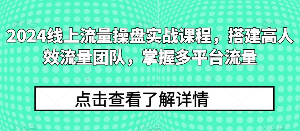 2024线上流量操盘实战课程，搭建高人效流量团队，掌握多平台流量-21资源库