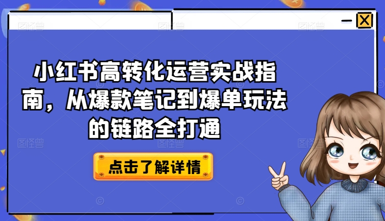 小红书高转化运营实战指南，从爆款笔记到爆单玩法的链路全打通-21资源库