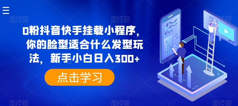 0粉抖音快手挂载小程序，你的脸型适合什么发型玩法，新手小白日入300+【揭秘】-21资源库