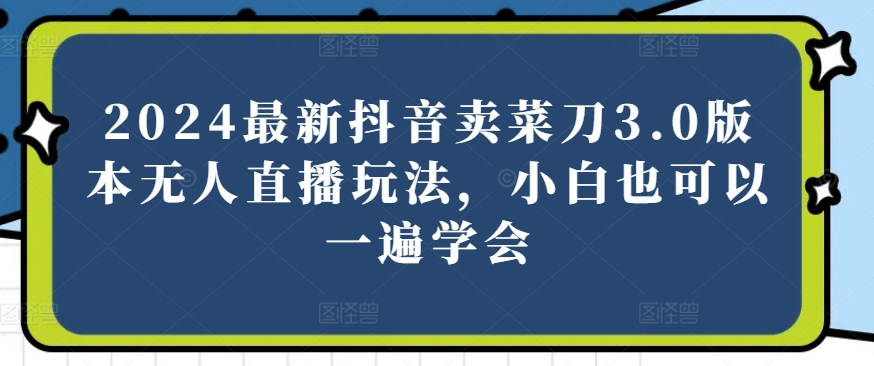 2024最新抖音卖菜刀3.0版本无人直播玩法，小白也可以一遍学会【揭秘】-21资源库