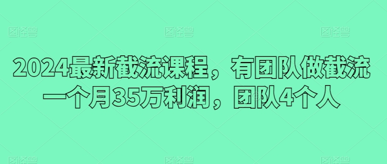 2024最新截流课程，有团队做截流一个月35万利润，团队4个人-21资源库