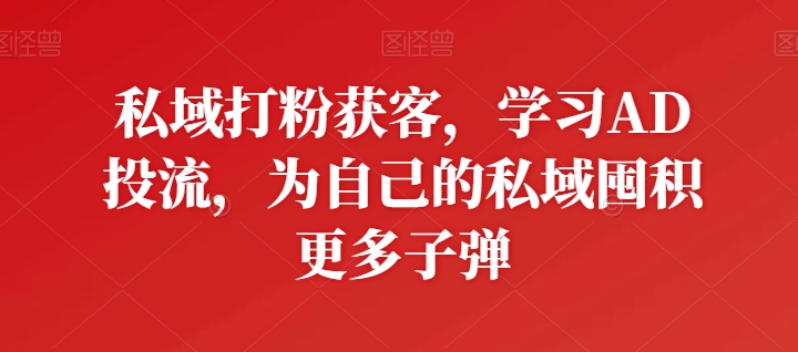 私域打粉获客，学习AD投流，为自己的私域囤积更多子弹-21资源库