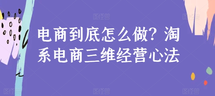 电商到底怎么做？淘系电商三维经营心法-21资源库