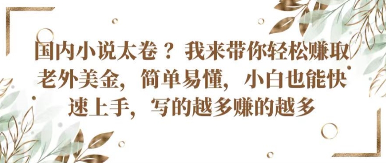 国内小说太卷 ?带你轻松赚取老外美金，简单易懂，小白也能快速上手，写的越多赚的越多【揭秘】-21资源库