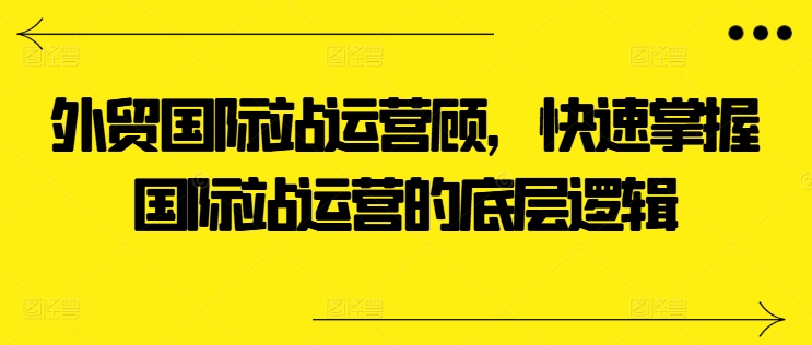 外贸国际站运营顾问，快速掌握国际站运营的底层逻辑-21资源库