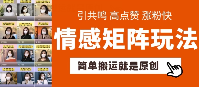 简单搬运，情感矩阵玩法，涨粉速度快，可带货，可起号【揭秘】-21资源库