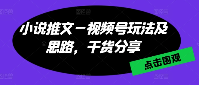 小说推文—视频号玩法及思路，干货分享-21资源库