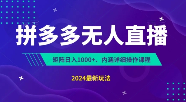 拼多多无人直播不封号，0投入，3天必起，无脑挂机，日入1k+【揭秘】-21资源库