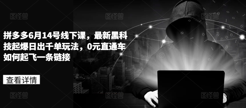 拼多多6月14号线下课，最新黑科技起爆日出千单玩法，0元直通车如何起飞一条链接-21资源库