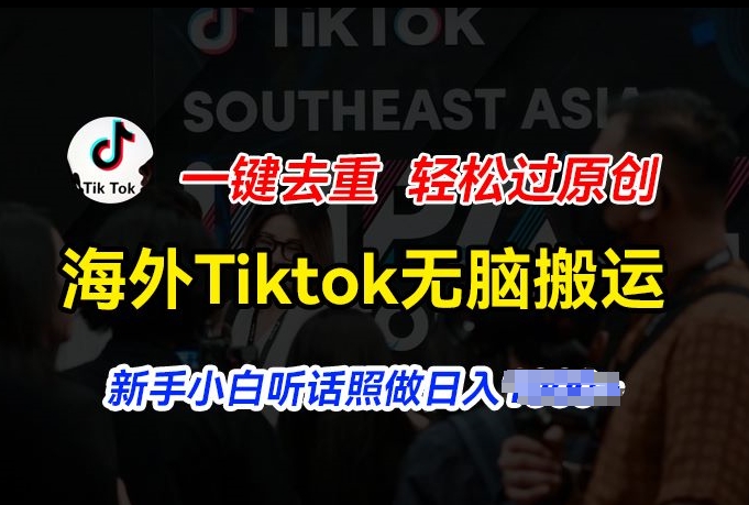 海外Tiktok短视频无脑搬运，一键去重轻松过原创，新手小白听话照做日入几张【揭秘】-21资源库
