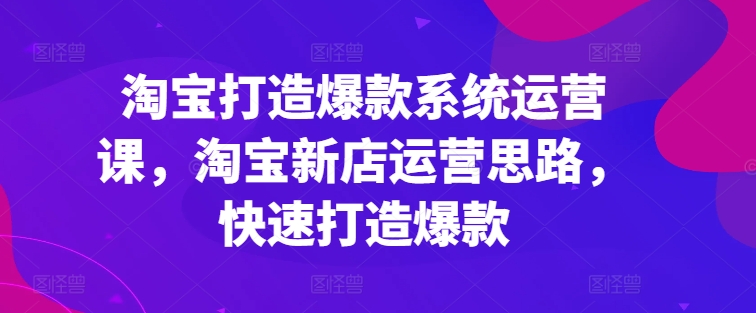 淘宝打造爆款系统运营课，淘宝新店运营思路，快速打造爆款-21资源库