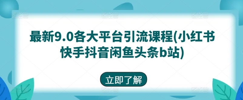 最新9.0各大平台引流课程(小红书快手抖音闲鱼头条b站)-21资源库