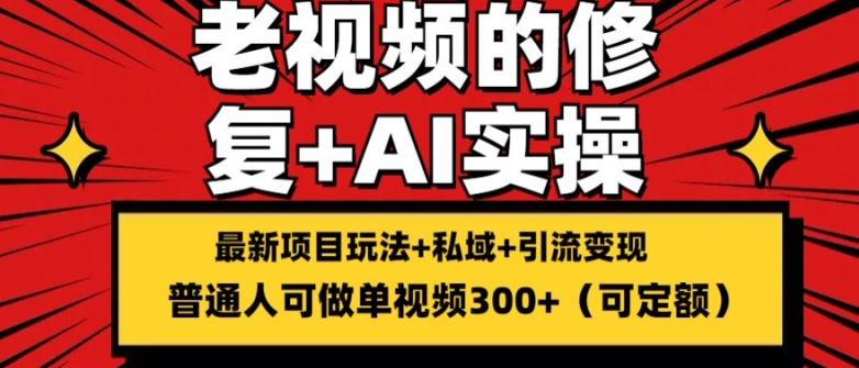 修复老视频的玩法，搬砖+引流的变现(可持久)，单条收益300+【揭秘】-21资源库
