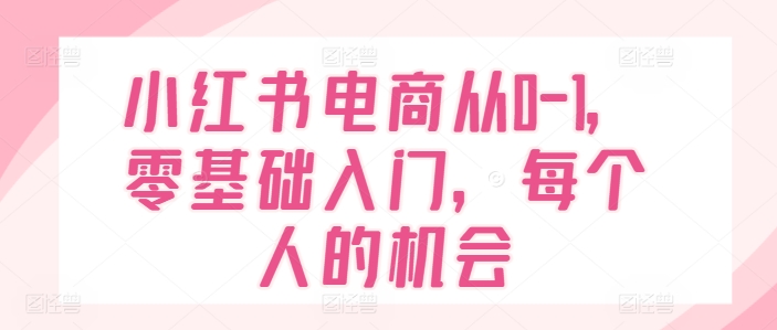 小红书电商从0-1，零基础入门，每个人的机会-21资源库