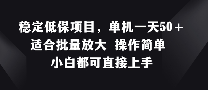 稳定低保项目，单机一天50+适合批量放大 操作简单 小白都可直接上手【揭秘】-21资源库
