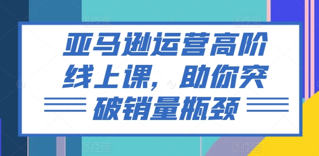 亚马逊运营高阶线上课，助你突破销量瓶颈-21资源库